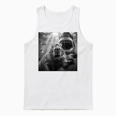 Capybara Selfie Unterwasser Lustige Szene Illustration Unisex Tank Top - White