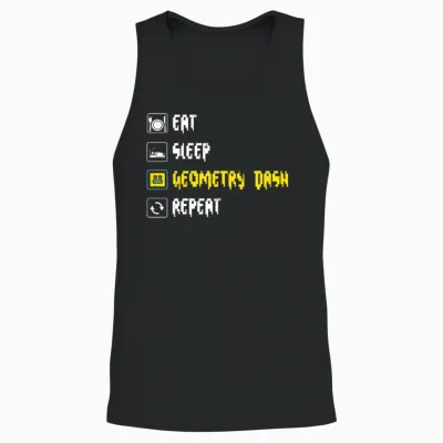 Eat Sleep Geometry Dash Repeat Retro Jumper Repeat Unisex Tank Top - Black