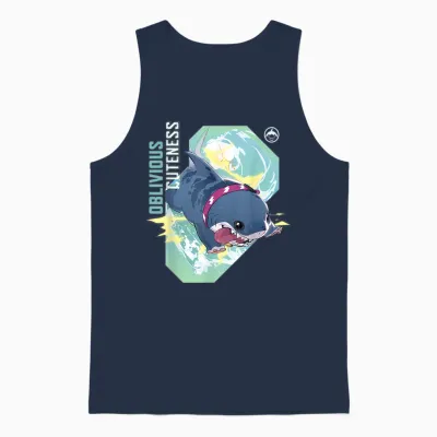 Marvel Rivals Pvp Jeff the Land Shark Oblivious Cuteness T-Shirt, Black Unisex Tank Top - Navy