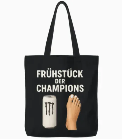 Frühstück Der Champions - Weisses Monster Und Perfekte Füße Tote Bags - Black