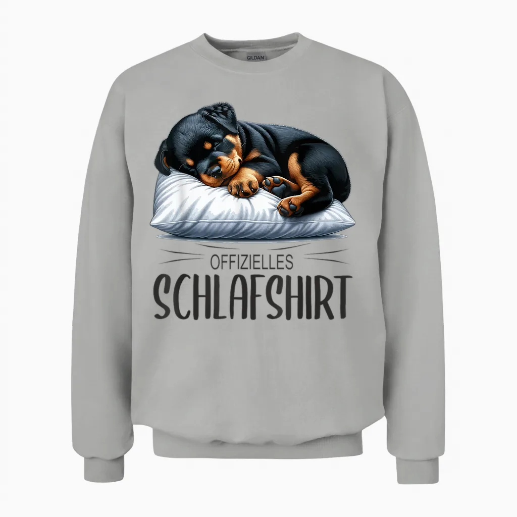 Pyjamas Official Sleep Shirt Cute Dog Rottweiler T-Shirt, Gray Unisex Sweatshirt in Ash