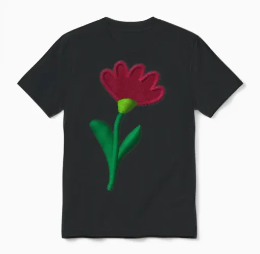 Garden Flower Embroidered Gardening Unisex T-Shirt in Black