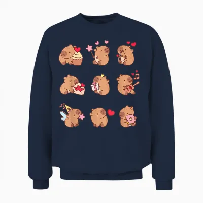 Super Cute Capybaras in Various Poses Capybara Unisex Sweatshirt - Navy