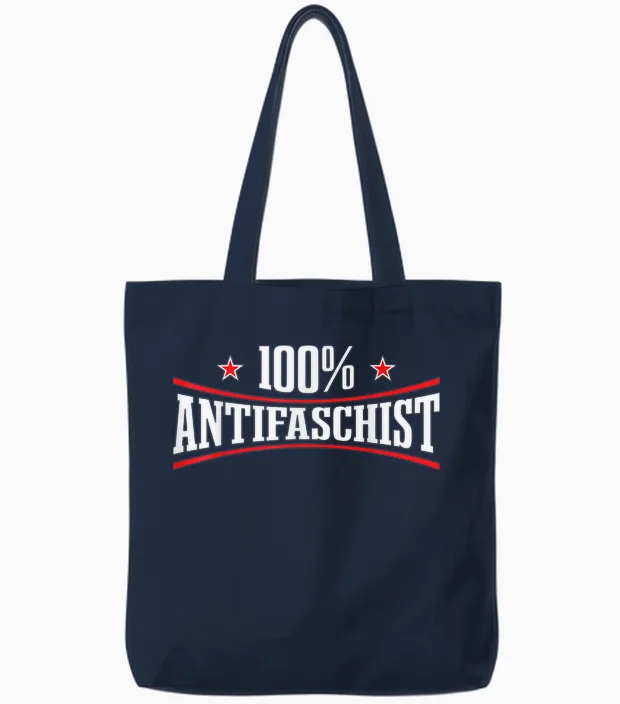 Anti-Racism Human Right Punk T-Shirt, Black Tote Bags in Navy