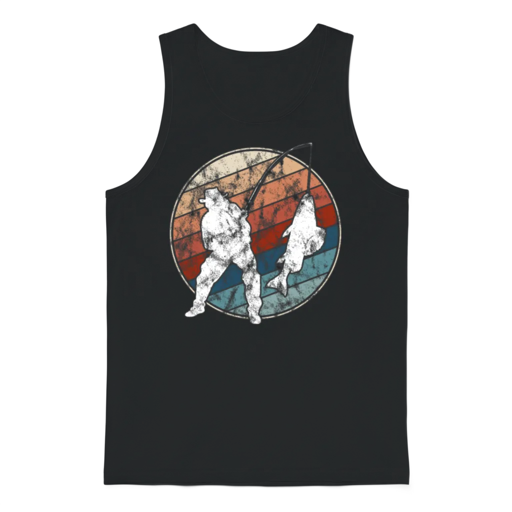 Fishing in Retro Style Unisex Tank Top - Black