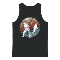 Fishing in Retro Style Unisex Tank Top - Black – 1