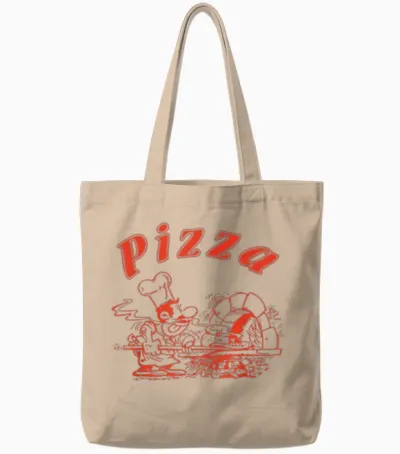 Pizza Logo Retro Italy as on the Box Tote Bags - Natural