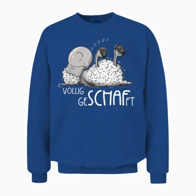 Modartis Völlig Geschafft Schäfchen Schlafendes Schaf Sleep T-Shirt, Unisex Adult, Cartoon, Black, S, Short Sleeve, Unisex Sweatshirt - Royal