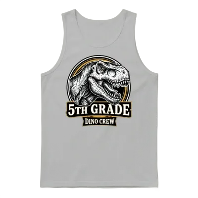 5th Grade Dino Crew T-Rex Back to School Unisex Tank Top - Ash