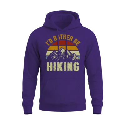 I D Rather Be Hiking Retro for Lovers of Hiking Unisex Hoodie - Purple