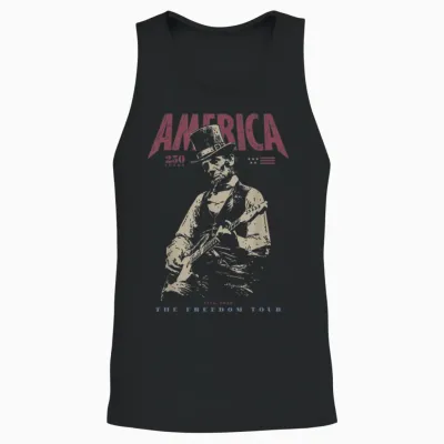 Abraham Lincoln Playing Guitar 4th July 250th Anniversary Unisex Tank Top - Black