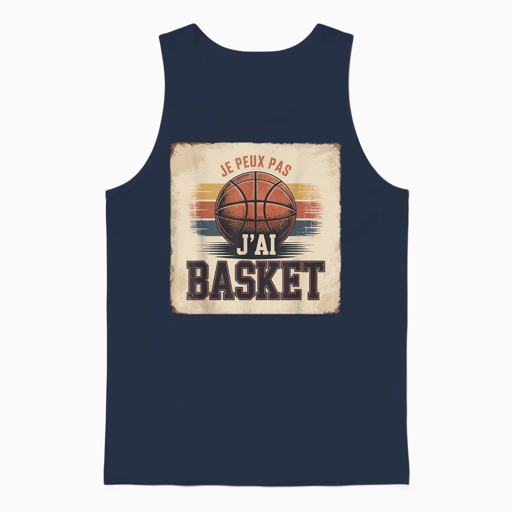 Jersey, Je Peux Pas J'ai Basketball, Men, Women, Children, Unisex Tank Top in Navy