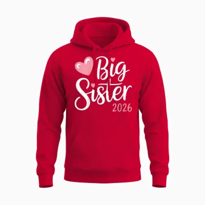 Children's Big Sister Big Sister 2026 Unisex Hoodie - Red