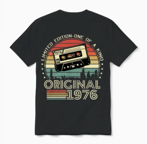 1976 Birthday Gift - Limited Edition Unisex T-Shirt in Black