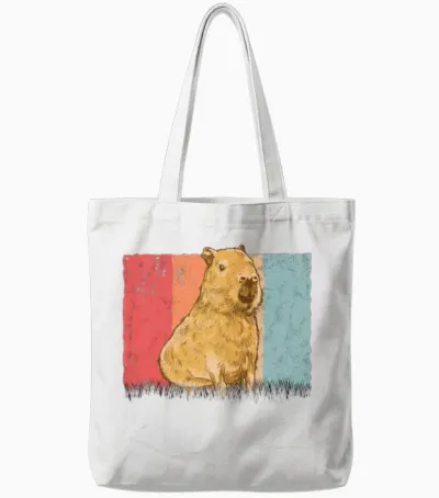 Capybara Retro Vintage Tote Bags - White