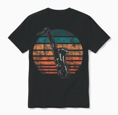 Saxophone Retro Vintage Unisex T-Shirt - Black