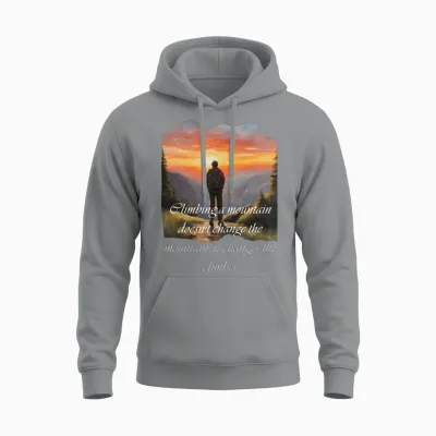 Climbing Mountain Unisex Hoodie - Sport Grey