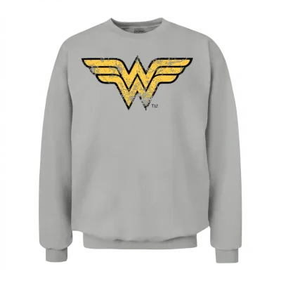 Justice League Wonder Woman Logo Vintage Unisex Sweatshirt - Ash