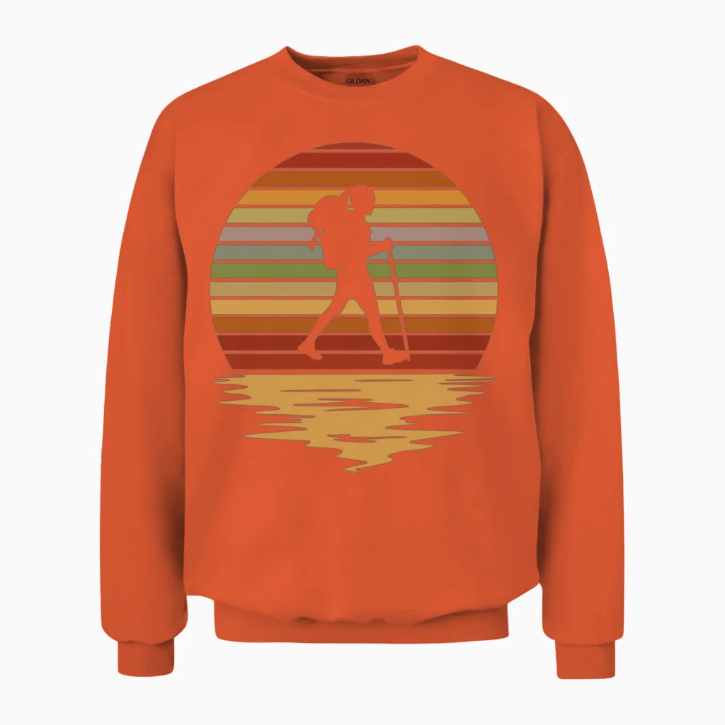 Hiking Color Night & Outdoors Gift Unisex Sweatshirt in Orange