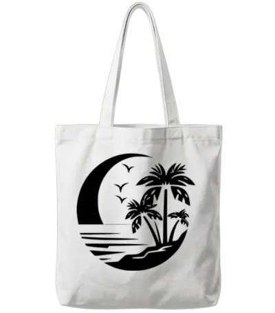 Retro Beach Scene Tote Bags - White