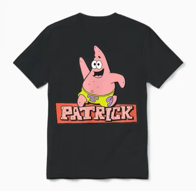 Sponge Bob Patrick Character Unisex T-Shirt - Black