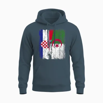 Croatie Algérie Demi Drapeau Croate Patrimoine Algérien Unisex Hoodie - Dark Heather