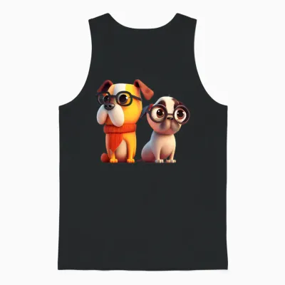 Cute Dogs Unisex Tank Top - Black