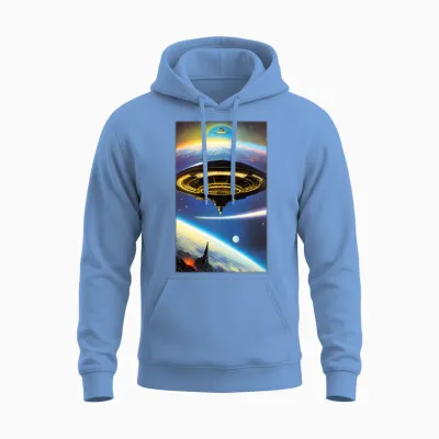 Ufo Retro Over Earth Unisex Hoodie - Carolina Blue