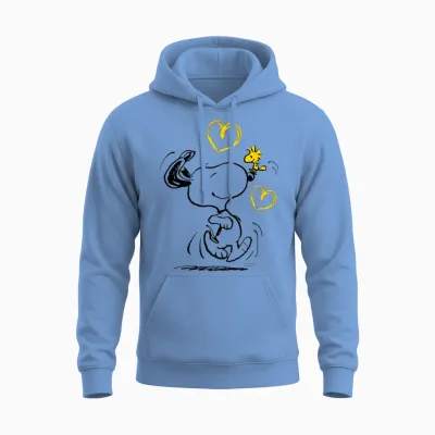 Peanuts - Snoopy Woodstock Ich Laufe Zu Dir Langarmshirt Unisex Hoodie - Carolina Blue