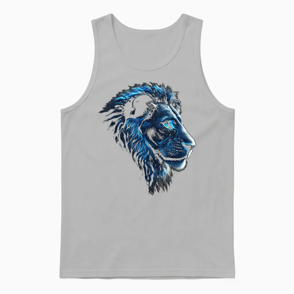 Löwe Artwork - Blaue Augen Zoo Tier Löwe Unisex Tank Top in Ash