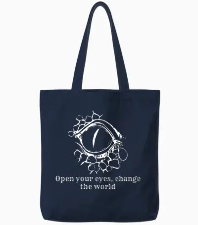 Open Your Eyes Change the World Tote Bags - Navy