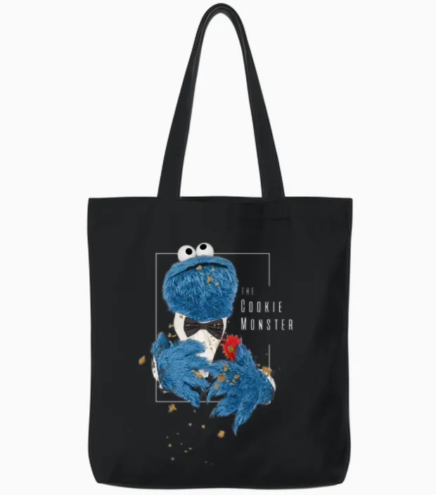 Sesame Street the Cookie Monster Tote Bags in Black