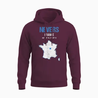 City of Nevers, France T-Shirt, Black, S Unisex Hoodie - Maroon