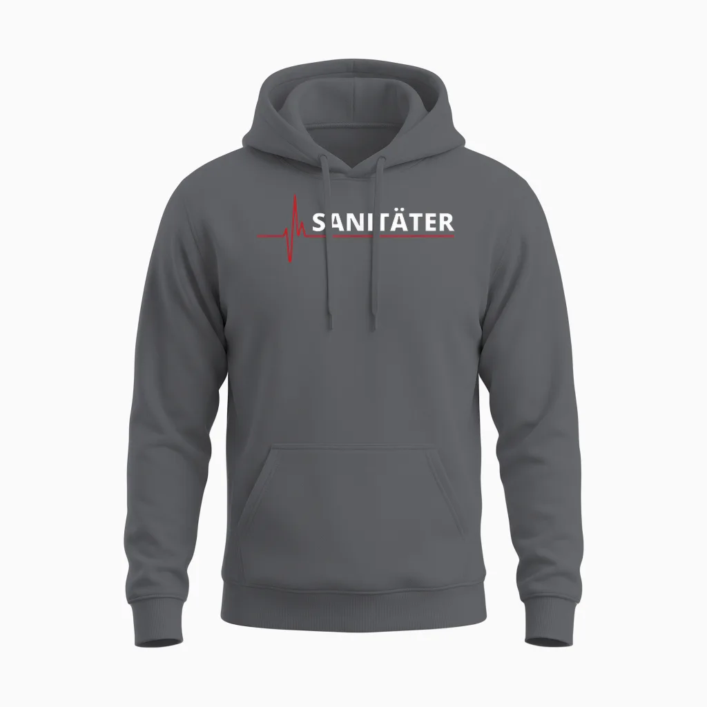 Sanitäter Ekg Herzschlag Herzlinie Cooles Sanitäter Unisex Hoodie in Charcoal
