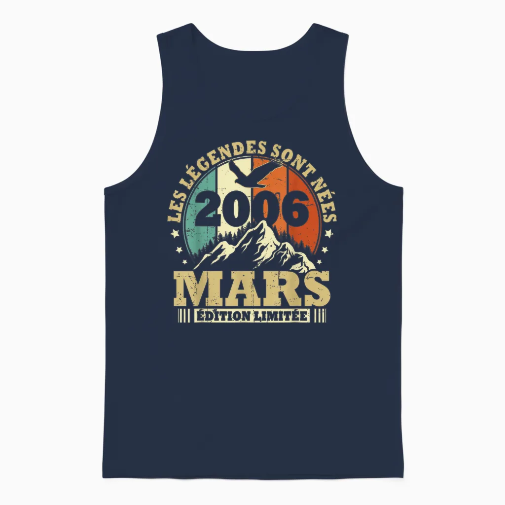 Les Légendes Sont Nées En Mars 2006, Anniversaire 20 Ans Unisex Tank Top in Navy
