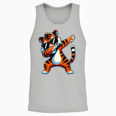 Dabbing Tiger with Sunglasses Tiger Animal Unisex Tank Top - Ash
