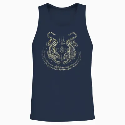 Sak Yant Thai Tattoo Tigers Muay Thai Traditionell Thailand Unisex Tank Top - Navy