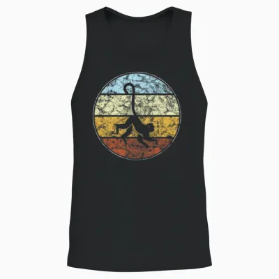 Monkey Retro Unisex Tank Top - Black