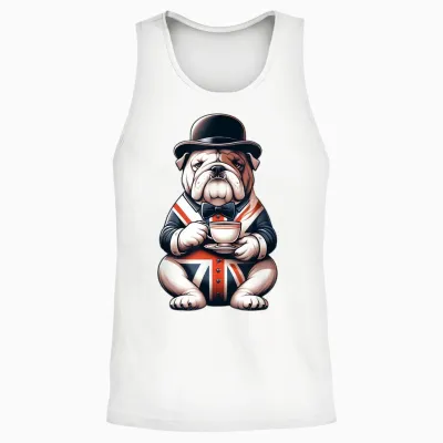 Funny British Bulldog Union Jack Uk Pride Unisex Tank Top - White