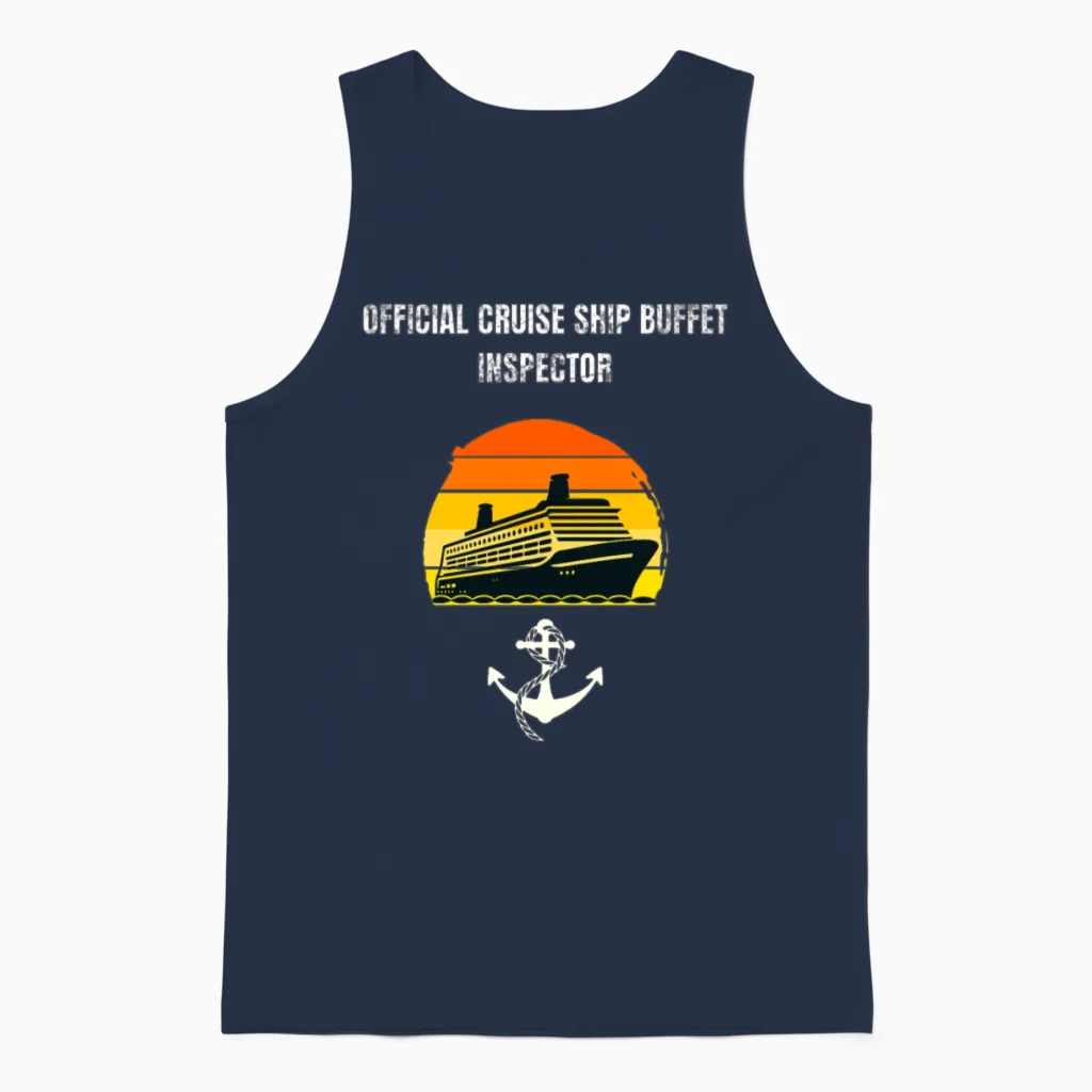 Official Cruise Ship Buffet Inspector Unisex Tank Top in Navy