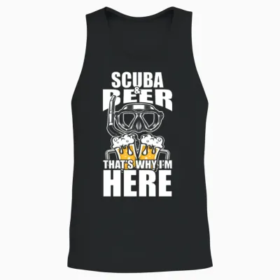 Funny Scuba Beer Shirt Funny Picture Unisex Tank Top - Black