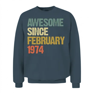 Groovy Retro Awesome Since February 1974 Unisex Sweatshirt - Dark Heather