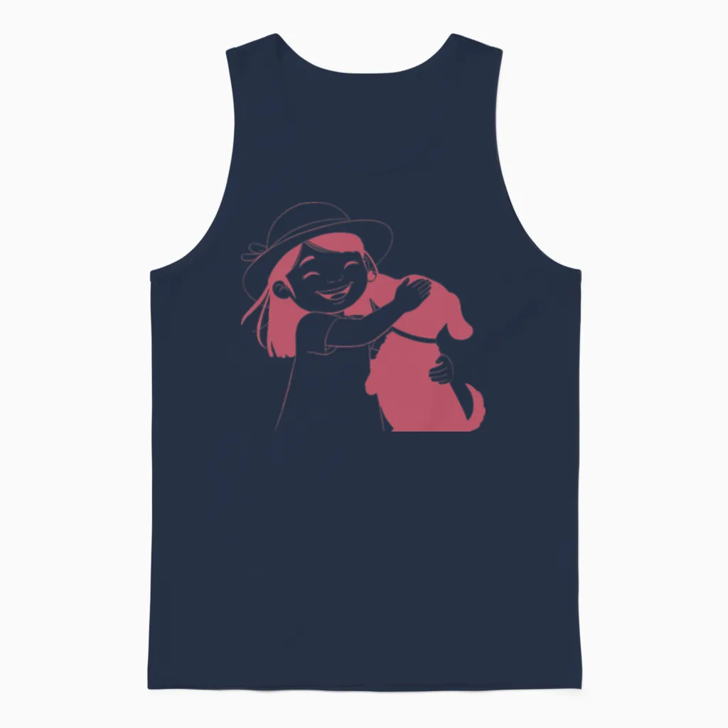 Hugging the Dog Lovers Gift Unisex Tank Top in Navy