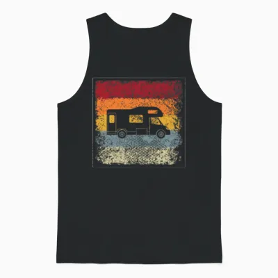 Camping Retro Unisex Tank Top - Black