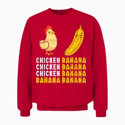 Funny Chicken Banana Dance Meme for Girls, Women, Unisex Sweatshirt - Red