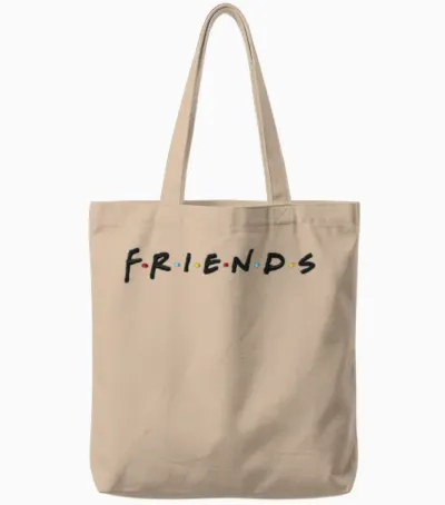 Friends Official Logo as Embroidery Design Tote Bags - Natural