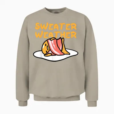 Gudetama Sweater Weather Bacon Unisex Sweatshirt - Sand
