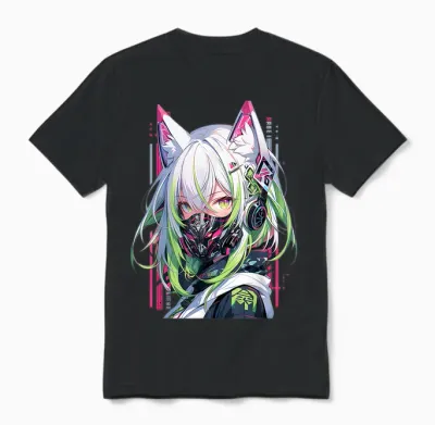 Manga Anime Aesthetic Cyberpunk Techwear Harajuku T-Shirt, Black Unisex T-Shirt - Black
