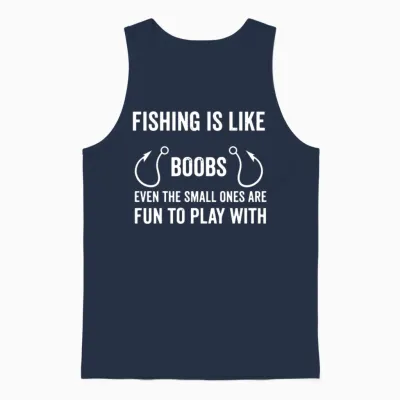 Funny Fishing Unisex Tank Top - Navy