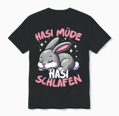 Hasi Müde Hasi Schlafen Lustiges Süßes Schlafshirt Damen Unisex T-Shirt - Black
